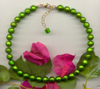 Emerald Green 12mm Round, Gold Foil Necklace